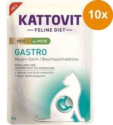 Produktbild von Kattovit Gastro Pate Pute - Frischebeutel Nassfutter 10 x 85 g