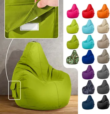 Produktbild von Green Bean® Sitzsack mit Rückenlehne "Cozy" 80x70x90cm - Gaming Chair mit 230L EPS Perlen Füllung - Grün