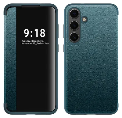 Immagine prodotto di Per Samsung Galaxy S25 Plus 5G vista specchio cellulare Smart Cover Wake UP funzione caso verde