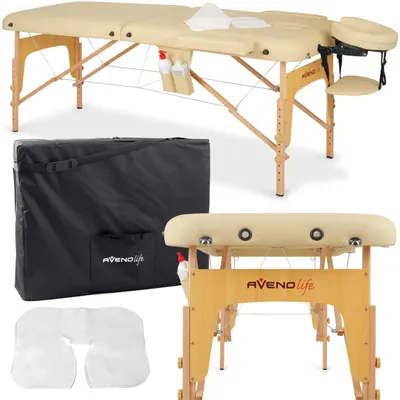 Produktbild von Habys Sofia Massageliege Mobile Massagetisch Kosmetikliege 2 Zonen Tragebares Massagebett höhenverstellbar inkl. Kopfstütze & Armlehnen 213 cm