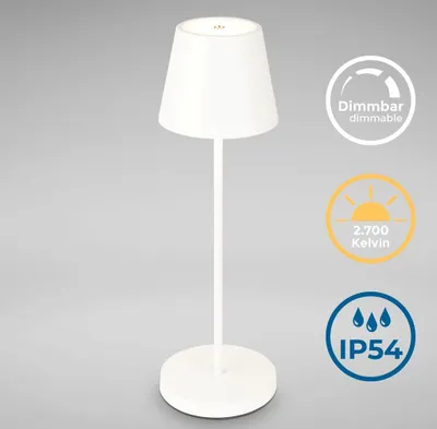 Produktbild von Tischlampe - 2,6W, 240lm, kabellos, led, dimmbar, warmweiß, weiß