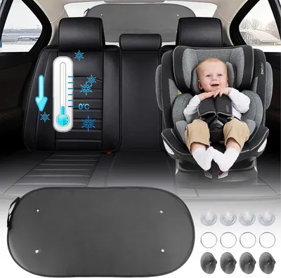 Produktbild von Sonnenschutz für Autoscheibe 50 x 100 cm, Schwarzes Netz, 4 Saugnäpfe, für Kinder
