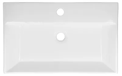 Produktbild von Waschbecken eckig 600x360x130 weiß mit Überlauf Aufsatzwaschbecken Wandmontage ohne Zubehör