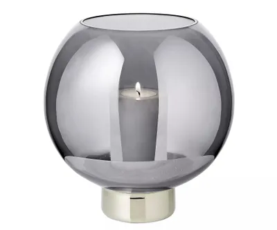 Produktbild von Windlicht Jack (H 21 cm, Ø 19,5 cm), dunkles Kristallglas mit Platinrand