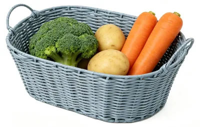 Productafbeelding van Rieten Picknickmand met Handvatten voor Groenten en Fruit