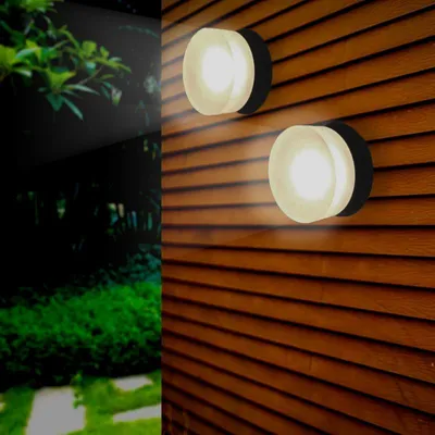 Image de Applique Murale Noire Ronde LED IP65 12W - Blanc Neutre 4000K - 5500K