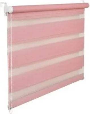 Produktbild von Doppelrollo Duorollo 75 cm breit 150 cm lang rosa inkl. Seilzug Fensterrollo Klemmrollo Jalousie