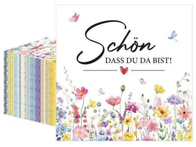 Produktbild von Servietten "Schön, dass du da bist" mit Blumenmotiv 120 Stück