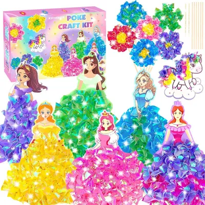 Produktbild von Bastelset Prinzessin & Blumen für Kinder ab 4 Jahren, DIY Kreativ Set mit Stoffquadraten