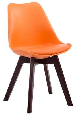 Produktbild von TPFLiving Besucherstuhl Bornova Two Kunstleder Gestell Holz Walnuss orange
