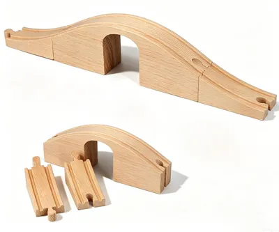 Image de Accessoires ferroviaires en bois, rails en bois, pont ferroviaire, compatible avec d'autres ponts