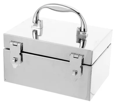 Produktbild von Abschließbare Edelstahl Kassenbox mit Griff 16x11x9cm Kompakte Geldkassette für Bargeld, Dokumente und Wertsachen, Multifunktionale Werkzeugkiste für Büro, Zuhause und Reisen