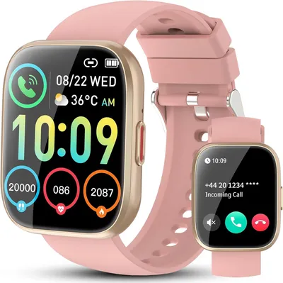 Imagen del producto de Reloj inteligente para hombre con función de llamadas, pantalla de 4,6 cm (1,85 pulgadas), 100 modos deportivos, monitor de frecuencia cardíaca, monitor de sueño, resistente al agua (IP68), y con funciones inteligentes