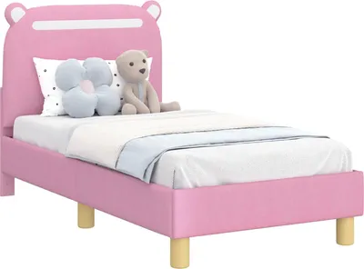 Image de vidaXL Sommier de lit d'enfant avec tête de lit Rose 70 x 140 cm Tissu