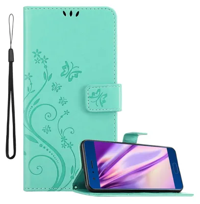 Obrázek produktu pro Cadorabo Pouzdro pro Honor 9 Ochranný kryt v tyrkysové barvě Ochranný kryt Mobilní pouzdro Pouzdro Flowers Flower