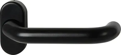 Produktbild von FSB Rahmentürdrücker 97 0625 Hochhaltefeder ovale Rosette Aluminium tiefschwarz