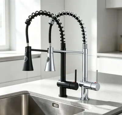 Produktbild von AICA Spülwasserhahn Ausziehbarer Sprayer mit Federzug Hochwertiger Messingkern Einhebelmischer für Küche Chrom
