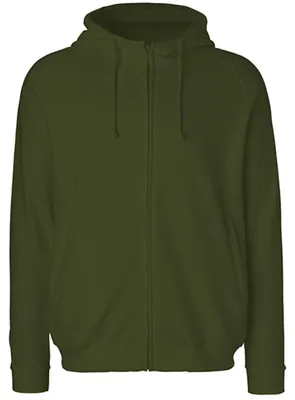 Immagine prodotto di Neutral O63401 | Felpa da uomo con cappuccio e zip nascosta / 100% cotone equosolidale - Colore: Militare - Taglia: M