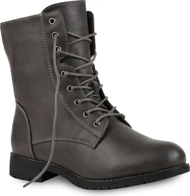 Produktbild von Mytrendshoe Damen Schnürstiefeletten Profil Sohle Stiefeletten 812022, Farbe: Grau, Größe: 40
