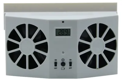 Image de Ventilateur d'extraction solaire pour voiture, double tête, économe en énergie, ventilateur électrique portable pour voiture, blanc