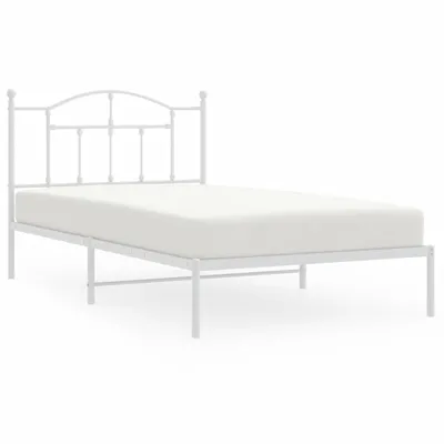 Image de vidaXL Cadre de lit avec tête de lit en métal blanc 107x203 cm