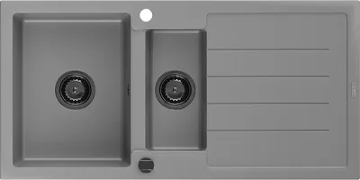 Immagine prodotto di Mexen Andres lavello in granito 1,5 vasche con sgocciolatoio 1000 x 500 mm, grigio, sifone nero - 6515101510-71-B