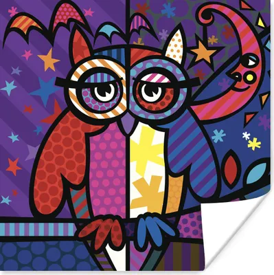 Produktbild von MuchoWow® Poster Eine Illustration einer Eule in der Pop-Art 100x100 cm - Babyzimmer