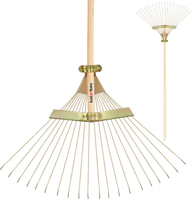 Produktbild von KOTARBAU® Verstellbarer Laubbesen 260–580 mm mit Holzstiel 150cm Rechen aus Verzinkter Stahl Laubfeger Fächerbesen zum Fegen von Laub Gras Gartenharke Gartenrechen Gartengeräte Gartenwerkzeug