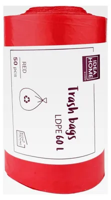 Produktbild von Müllbeutel 60L, 50 Stück, Kunststoffsäcke für die Küche, strapazierfähige Abfallbeutel, Recycling-Müllsäcke, rote Müllsäcke