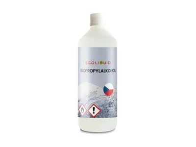 Obrázek produktu pro Ecoliquid Isopropylalkohol 99,9% IPA 1 l; Odmašťuje, čistí, dezinfikuje; Zdravotnictví, veterina, domácnost, 3D tisk, detailing, kosmetika, průmysl