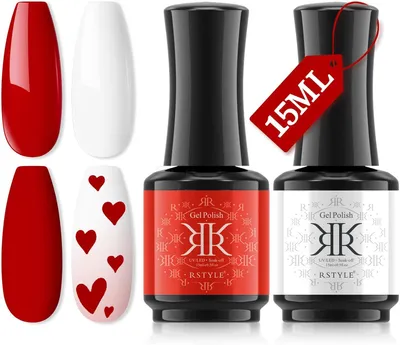 Produktbild von Gel-Nagellack Zwei Farben Rot Weiss Grosses Set 2X 15Ml