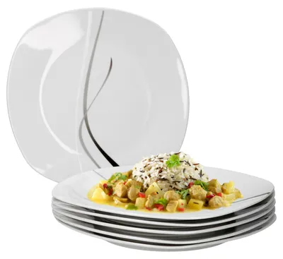 Obrázek produktu pro Van Well sada 6 jídelních talířů Silver Night single, jídelní talíř plochý, 250 mm, dekor linie