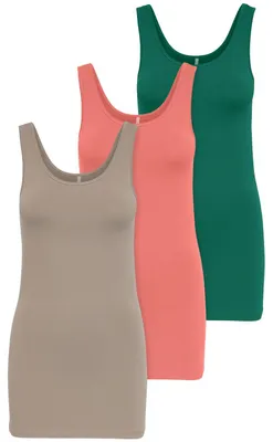 Produktbild von ONLY 3er Pack Damen Oberteile Basic Tank Tops weiß, schwarz, grau, blau, Creme F
