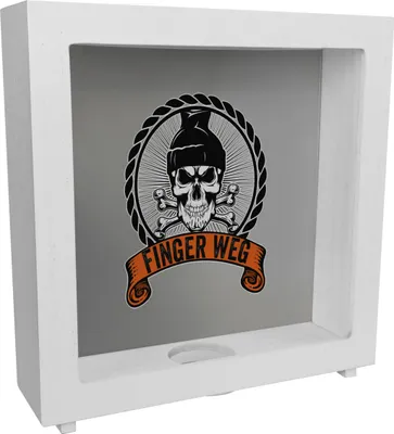 Produktbild von Totenkopf Finger Weg Rahmen Spardose aus Holz