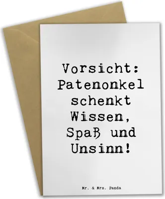 Produktbild von Mr. & Mrs. Panda Grußkarte Spruch Patenonkel Wissen Spaß - Weiß - Geschenk, Lächeln, Humor, valentinstagskarte, osterkarten, Erziehung, einladungskarten, Handarbeit