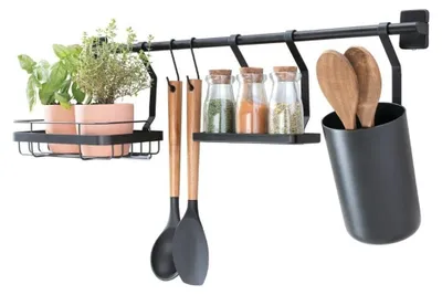 Image de IDESIGN - INTERDESIGN - Porte ustensiles avec 2 crochets et supports pour plantes et épices
