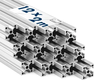 Produktbild von Alu Profil 12 Stück 30x30mm 2m System-, Montage-, Konstruktionsprofil Nut 8