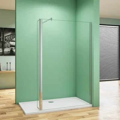 Produktbild von 80x200cm Walk in Duschwand+30x200cm Flipper Panel + 70-120cm Stabilisator 8mm NANO ESG Glas Duschwand