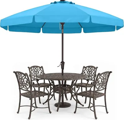 Imagen del producto de Parasol Silecomplaza con manivela y volantes, protección UV50+, color turquesa, 270 cm