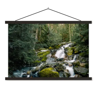 Produktbild von MuchoWow® Textilposter Natur - Wasserfall - Bäume - Herbst 150x100 cm mit schwarzem Rahmen - Schlafzimmer