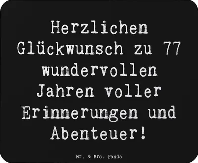 Produktbild von Mr. & Mrs. Panda Mousepad Spruch 77. Geburtstag - Schwarz - Geschenk, computer mauspad, pc, Weisheit, wundervolle Jahre, Mouse Pad, besonderes, Happy Birthday, laptop