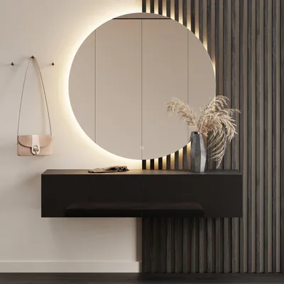 Produktbild von Planetmöbel Flur Möbel Garderobe 1x Hängeschrank 140 cm schwarz mit Nova Spiegel 100 cm