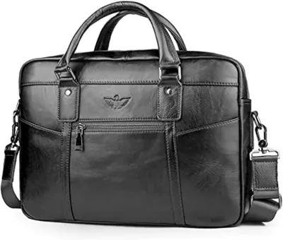 Produktbild von PromoHome® Lederne Aktentasche für Herren 15,6 Zoll – Laptoptasche, Umhängetasche, Business-Tasche, Handtasche, Messenger-Tasche mit