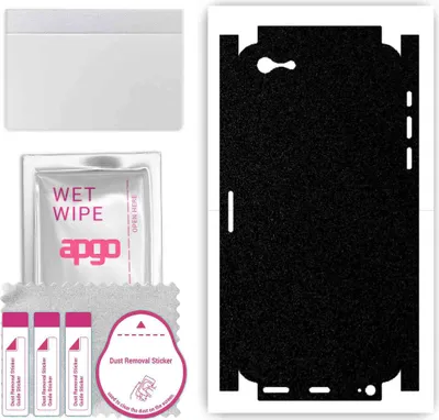 Produktbild von apgo Rückseite + Seiten Schutzfolie, Skin, kompatibel mit Apple iPhone SE 2016, Hinten Displayschutzfolie aus Vinylfolie, kratzfest, einfache Montage - Mattschwarz