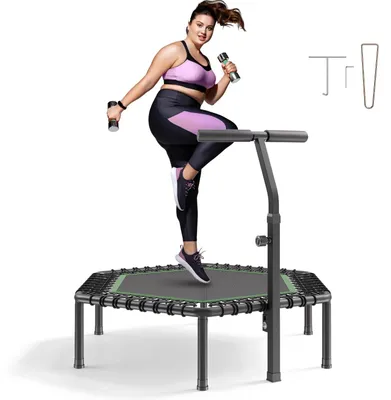 Produktbild von Fitness-Trampolin für Erwachsene - Minitrampolin/Rebounder - Tragkraft 205 kg - Durchmesser 138,5 cm - Höhenverstellbarer Haltegriff (3-stufig) - Für Indoor-Training