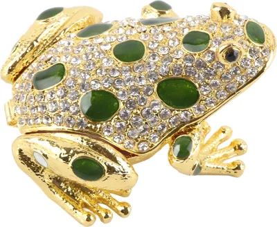 Image de Boîte à bijoux grenouille en strass Figurine grenouille peinte et galvanisée Boîtes à bijoux Décorations
