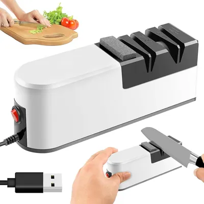 Produktbild von Elektrischer Messerschärfer, einfach zu bedienender elektrischer Schärfer, ergonomisch gestaltet, für grobe und feine Klingen, für alle Messertypen