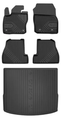 Imagen del producto de Alfombrillas de goma + bandeja de maletero para Ford Focus III 2010-2019 (familiar) – juego de 5 piezas, negras, a medida – Wielganizator