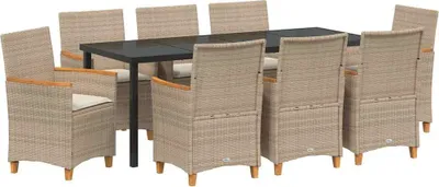 Produktbild von Garten Essgruppe 9 pcs Beige Poly-Rattan