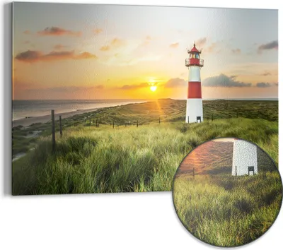 Produktbild von DEQORI Magnettafel Metall 60x40 cm 'Leuchtturmliebe' Whiteboard Pinnwand Magnetboard Büro